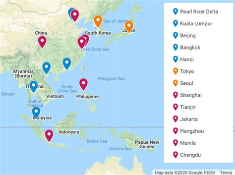 Megacities in East-Southeast Asia featured in Figure 1 of Schneider et... | Download Scientific ...