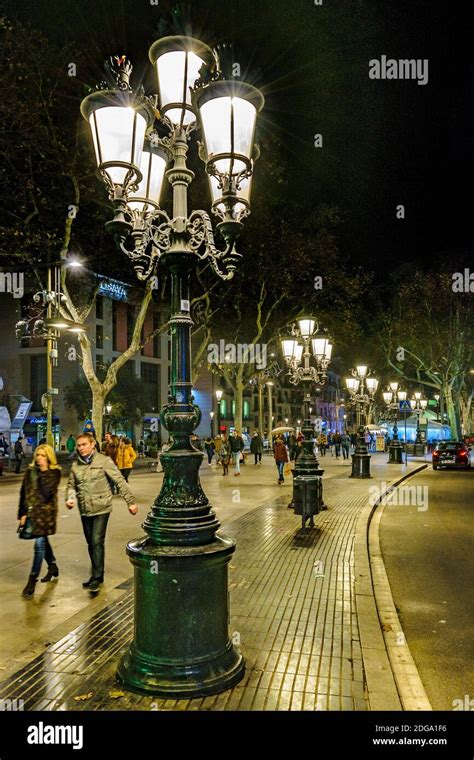 La Rambla Street Night Scene, Barcelona, Spain Stock Photo - Alamy