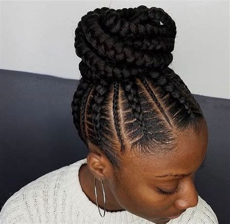 african american braided hairstyles in a bun Bun african braided ...