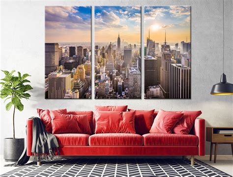 Wall decor city skyline canvas City skyline Wall art New York | Etsy