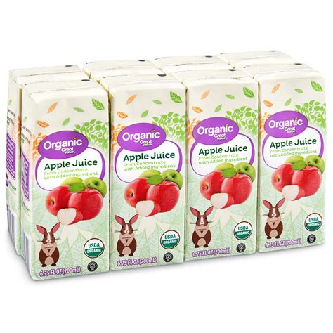 Great Value Organic Apple Juice, 6.76 fl oz, 8 Count - Walmart.com