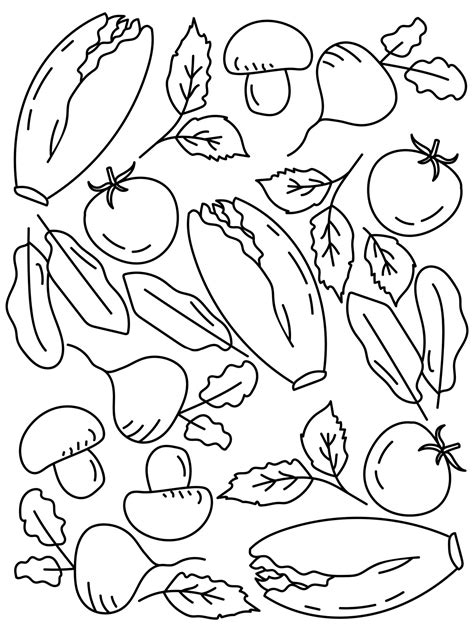 Outline doodle set of vegetables, Coloring page for kids learning 27441722 Vector Art at Vecteezy