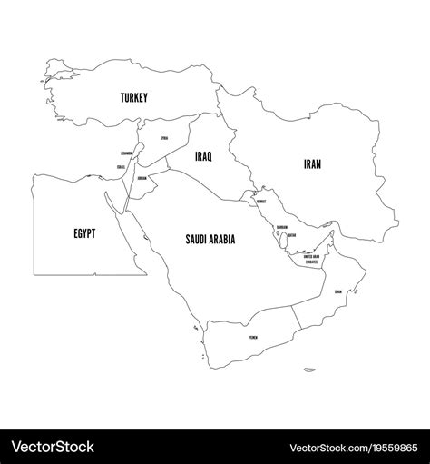 Political map of middle east or near simple Vector Image