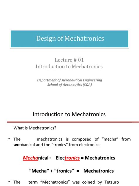 Design of Mechatronics: Lecture # 01 Introduction To Mechatronics | PDF | Mechatronics | Control ...