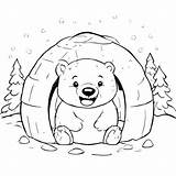 Download Bear Sitting Outside An Igloo In A Winter Wonderland Coloring  sketch template