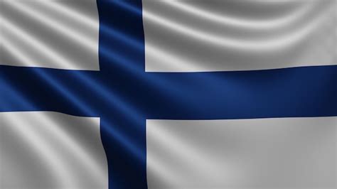 Premium Photo | Render of the finland flag flutters in the wind closeup ...