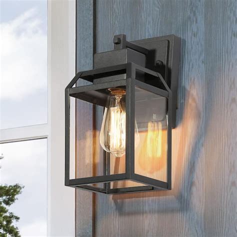 LNC Modern Black Outdoor Wall Sconce 1-Light Cage Rustic Outdoor Garage/Porch Lighting with ...