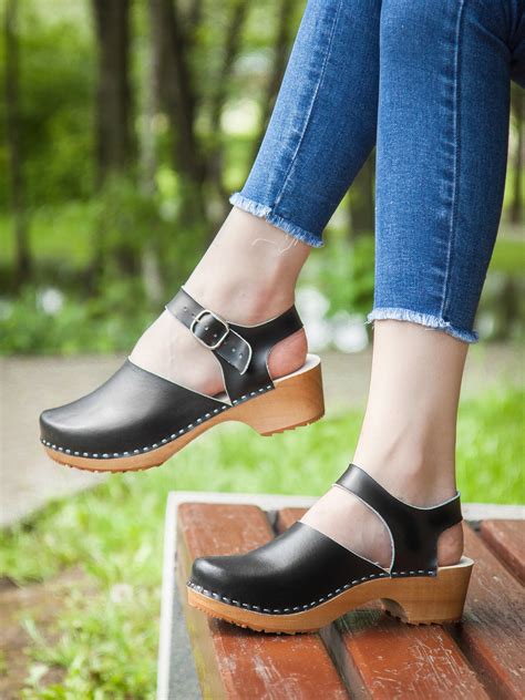 Low heel wooden clogs for women Multicolored Women Clogs | Etsy