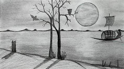 Sunset Drawings In Pencil at PaintingValley.com | Explore collection of ...