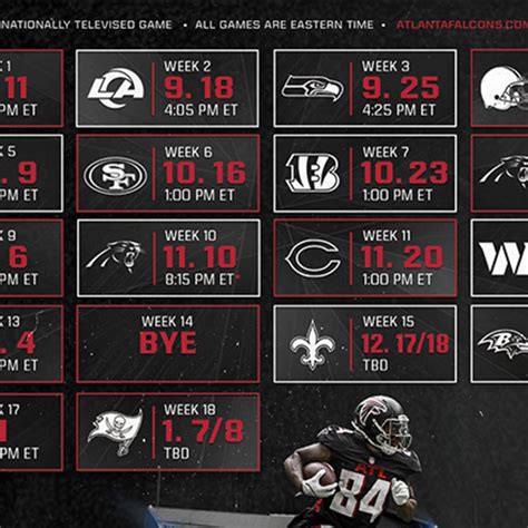 Printable Atlanta Falcons Schedule - Free Printable Templates