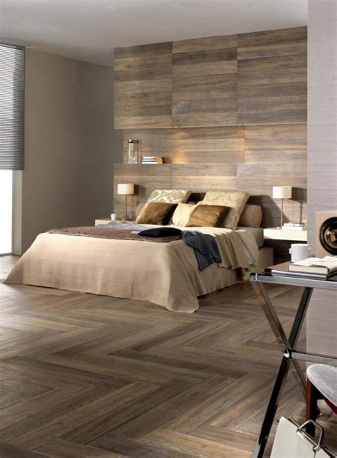 Laminate flooring on walls for a warm and luxurious feel of the interior