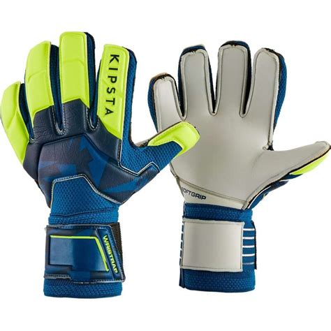 KIPSTA Kids' Football Goalkeeper Gloves F500 - Blue/Yellow...