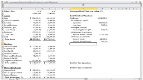 Indirect Cash Flow Statement Excel Template