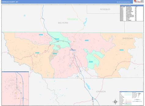 Sheridan County, WY Wall Map Color Cast Style by MarketMAPS - MapSales