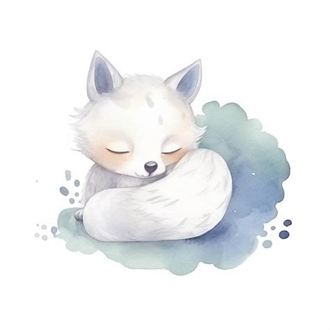 Premium AI Image | A watercolor illustration of a sleeping fox.