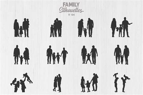 Happy Family Silhouette, Family SVG V04 Graphic by Design_Lands ...