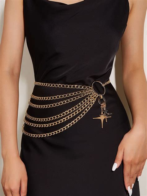 Gold Casual Collar Zinc Alloy Chain Belts Embellished Women Accessories ...