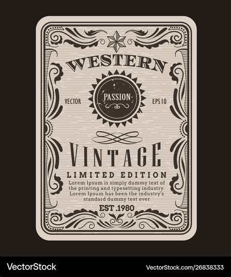 Western frame border vintage label hand drawn Vector Image