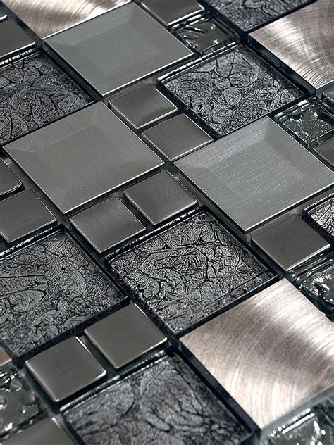 Glass Metal Gray Copper Mosaic Backsplash Tile | Backsplash.com