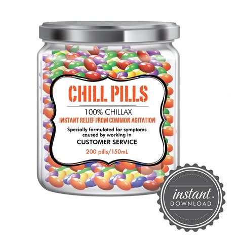 CHILL PILLS Chill Pill Candy Label Candy Jar Pill Art Pill - Etsy