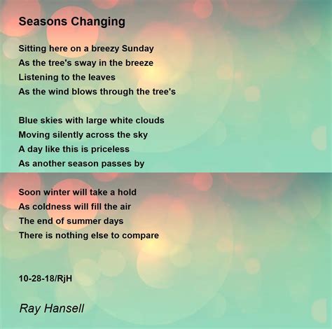 Seasons Changing - Seasons Changing Poem by Ray Hansell