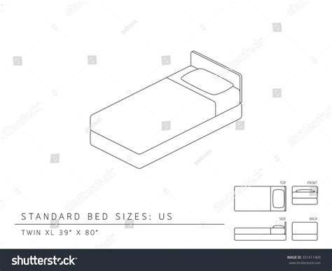 Standard Bed Sizes Us United States Stock Vector (Royalty Free ...