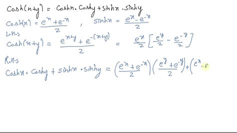 SOLVED:Prove the addition formula for cosh x given by cosh(x+y)= coshx coshy+sinhx sinhy