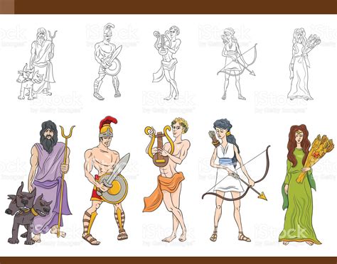 Cartoon Illustration of Mythological Greek Gods and Goddesses... | Cartoon illustration, Greek ...