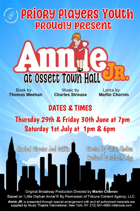 Annie (Junior) at Ossett Town Hall event tickets from TicketSource