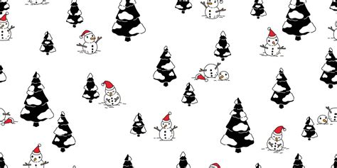 Christmas seamless pattern vector snowman Santa Claus tree wood forest wallpaper isolated ...