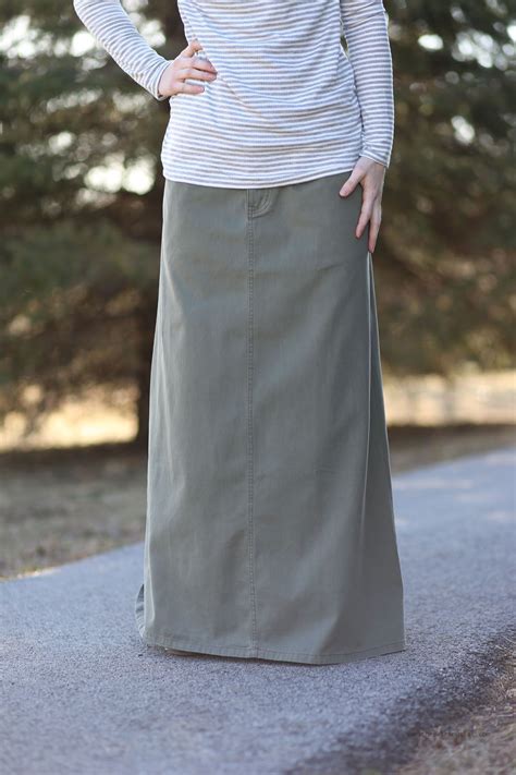 Classy Olive Twill Long Skirt | Modest Skirt | Modest skirts, Skirt ...