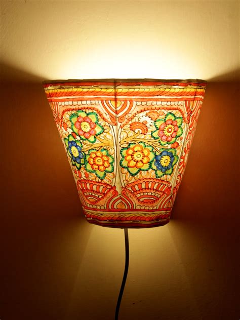 Multicolour Flower Design, Tholu Bommalata Wall Lamp – Shilphaat.com