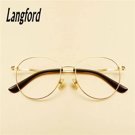 Aliexpress.com : Buy langford brand gold round eyeglasses frame optical ...