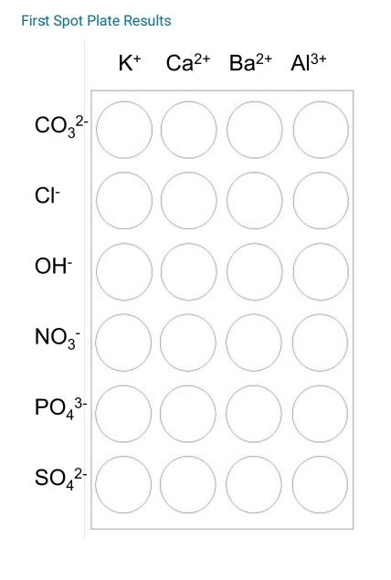 Solved First Spot Plate Results Second Spot Plate Results | Chegg.com