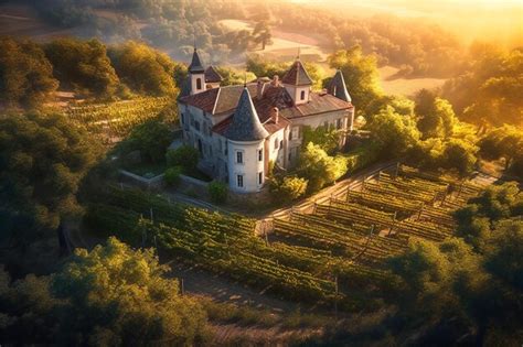 Premium Photo | The sprawling vineyards and chateaus of the Bordeaux wine region in France ...