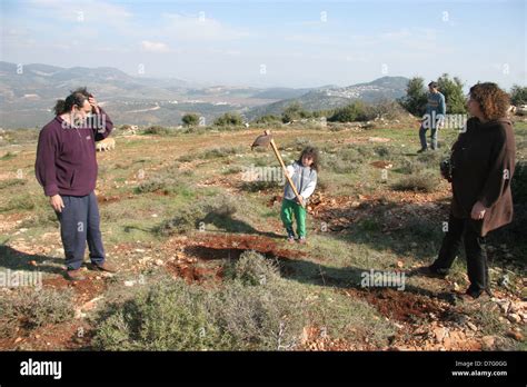 family planting a tree on tu bishvat Stock Photo - Alamy