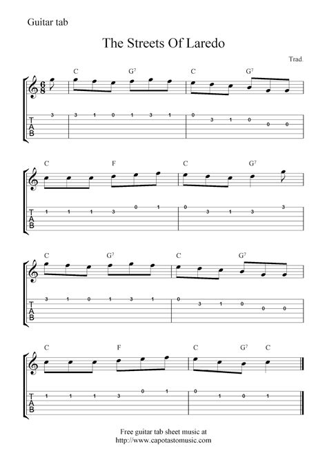 Free Printable Guitar Sheet Music - Printable Form, Templates and Letter