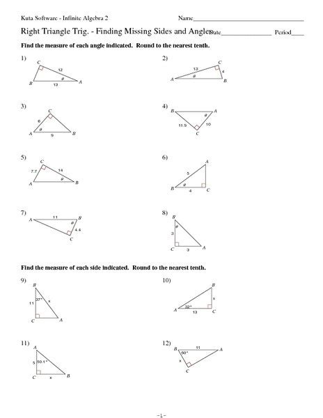 Right Angle Trigonometry Worksheets