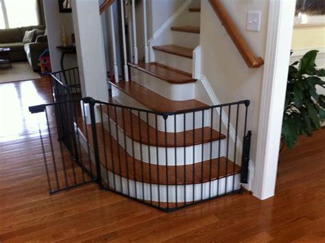 Elegant Black Baby Safety Gate For Stairs Design Ideas with Curved Shaped Safety Gate Frame that ...