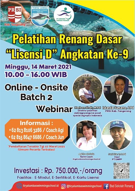 Pelatihan Renang Dasar “Lisensi D” Angkatan Ke-9 – Jadwal Event, Info ...