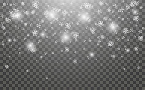 Snowfall and falling snowflakes on dark transparent background. White ...