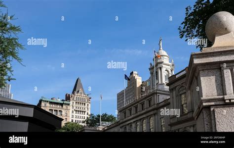 Architectural detail of the City Hall Park, a public park surrounding ...