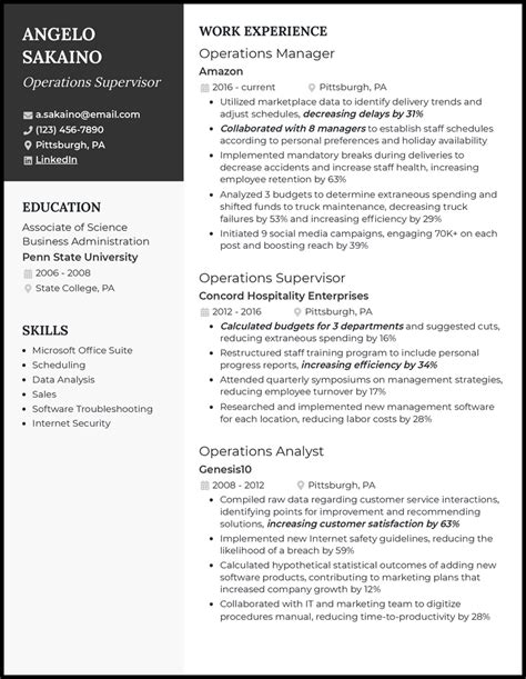 5 Operations Supervisor Resume Examples Working in 2024