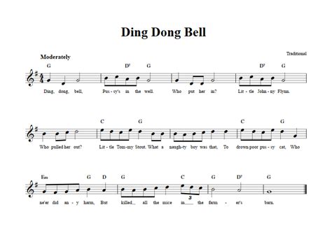 Ding Dong Bell: Chords, Lyrics, and Sheet Music for C Instruments