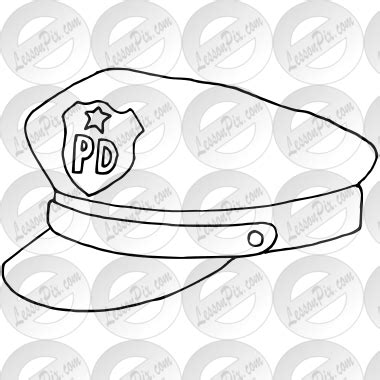 Police Hat Outline for Classroom / Therapy Use - Great Police Hat Clipart