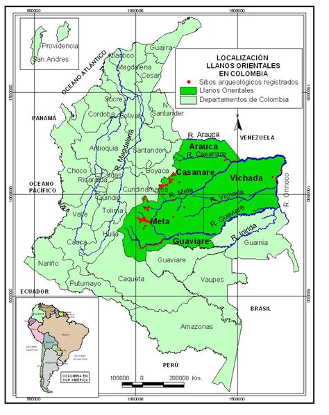 Llanos Physical Region Map