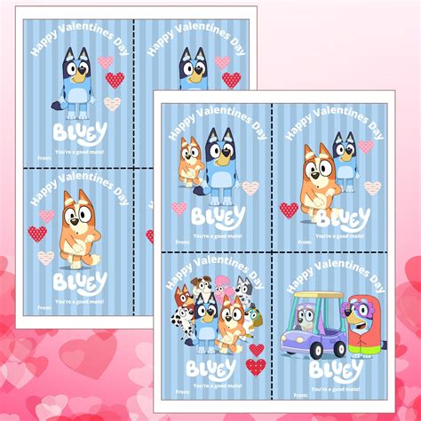 Printable Bluey Valentines Cards