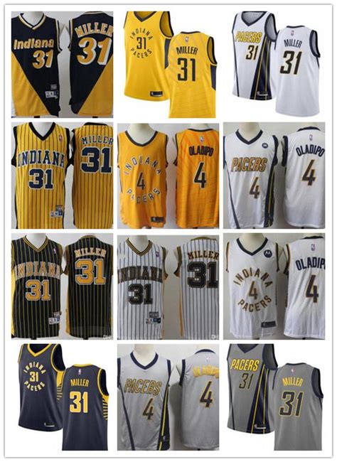 2020 Mens Indiana Pacers Nba 31 Reggie Miller 4 Victor Oladipo Throwback Basketball Jerseys ...