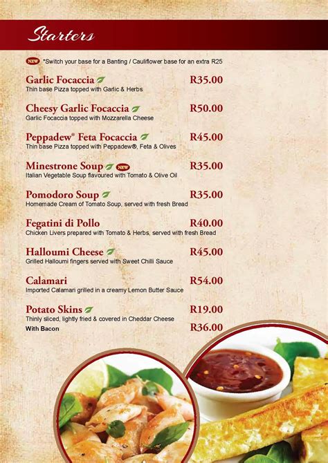 Menu at Forno Italiano restaurant, Johannesburg, West Rand Retail Crossing