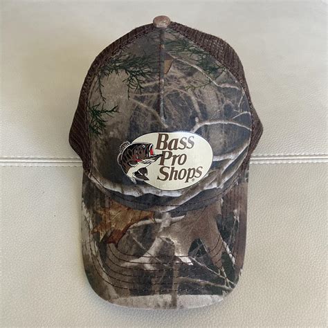 Bass Pro Shops Camo Trucker Hat - Brown - Depop